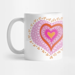 Heart design in white, pink and orange design Mug